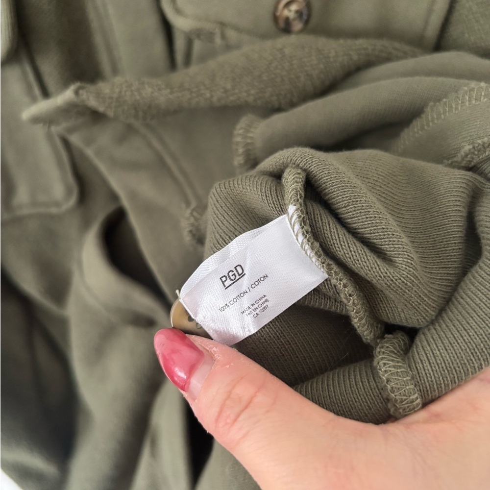 PGD Olive Green Button-Up Shirt Jacket Sz xs but fits like large - Picture 6 of 7